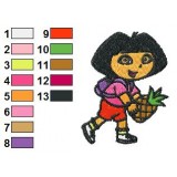 Dora The Explorer Holding Pineapple Embroidery Design